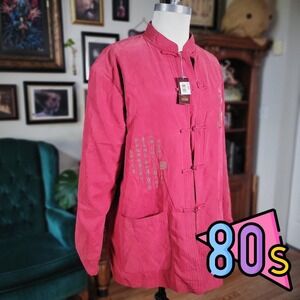 Red Chinese Traditional Jacket Vintage 80s Eastern Collection Unisex NWT XL